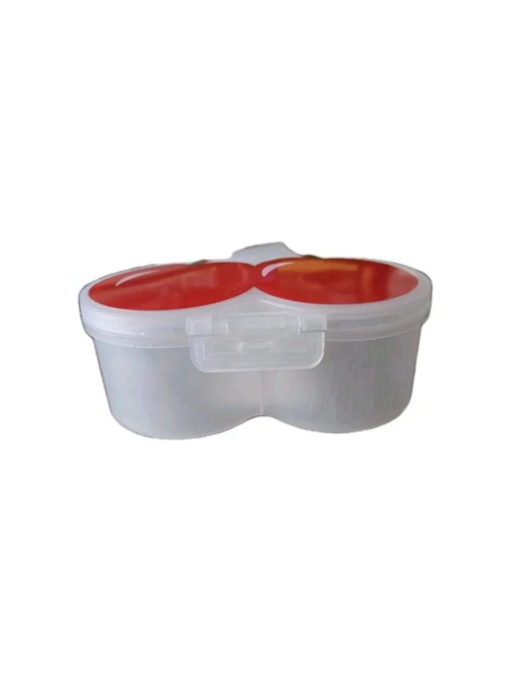 New Red Cherry Plastic Snap Top Kids Snack Lunch Box 3 Sections On The Go